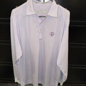 Donald Ross Men's LS Performance Polo Striped Glen Arven C.C. Embroidered Purple